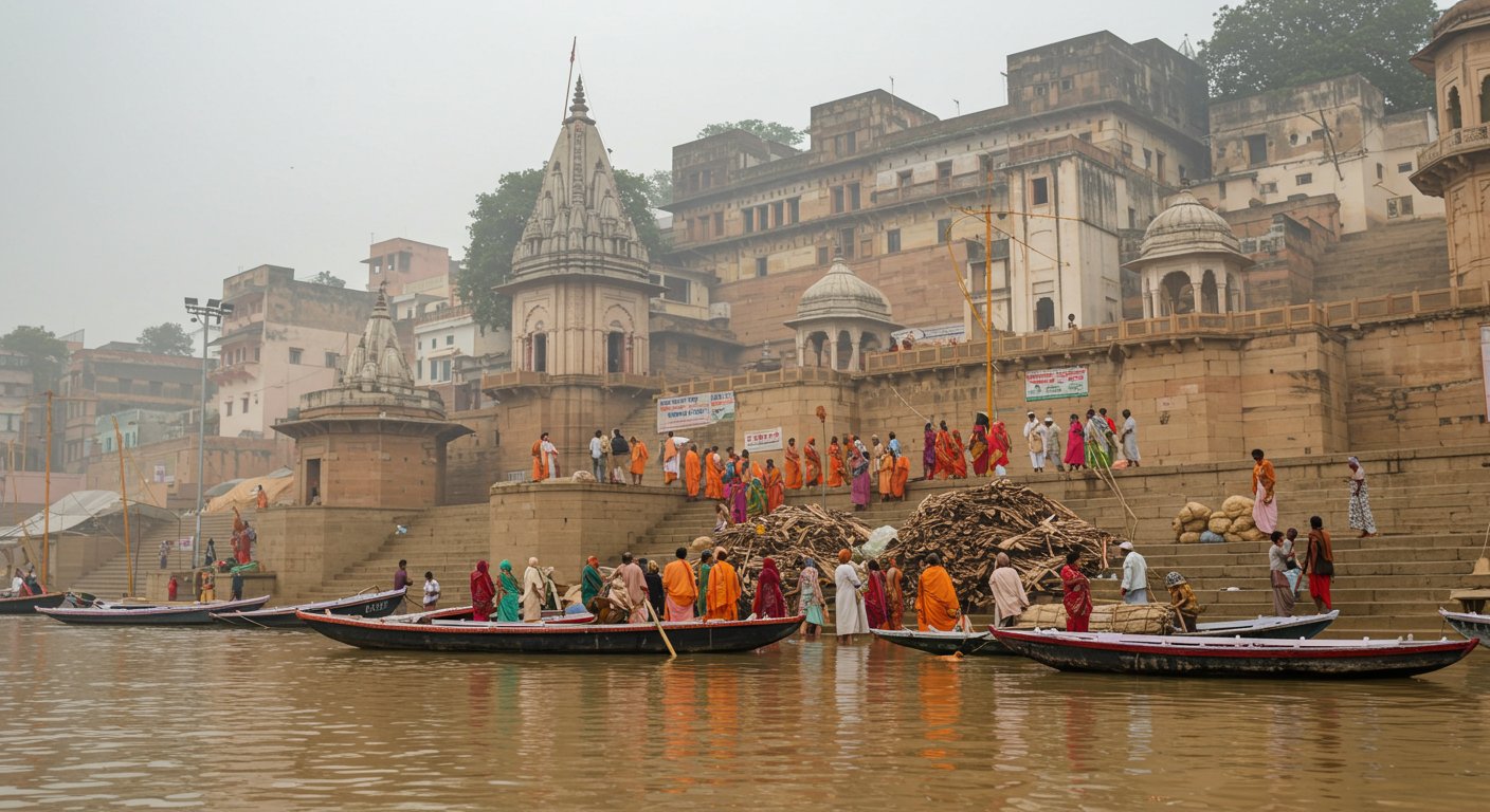 Flood's Fury at Manikarnika Ghat: Five-Hour Wait Standing in Water, Wood and Boat Charges Soar