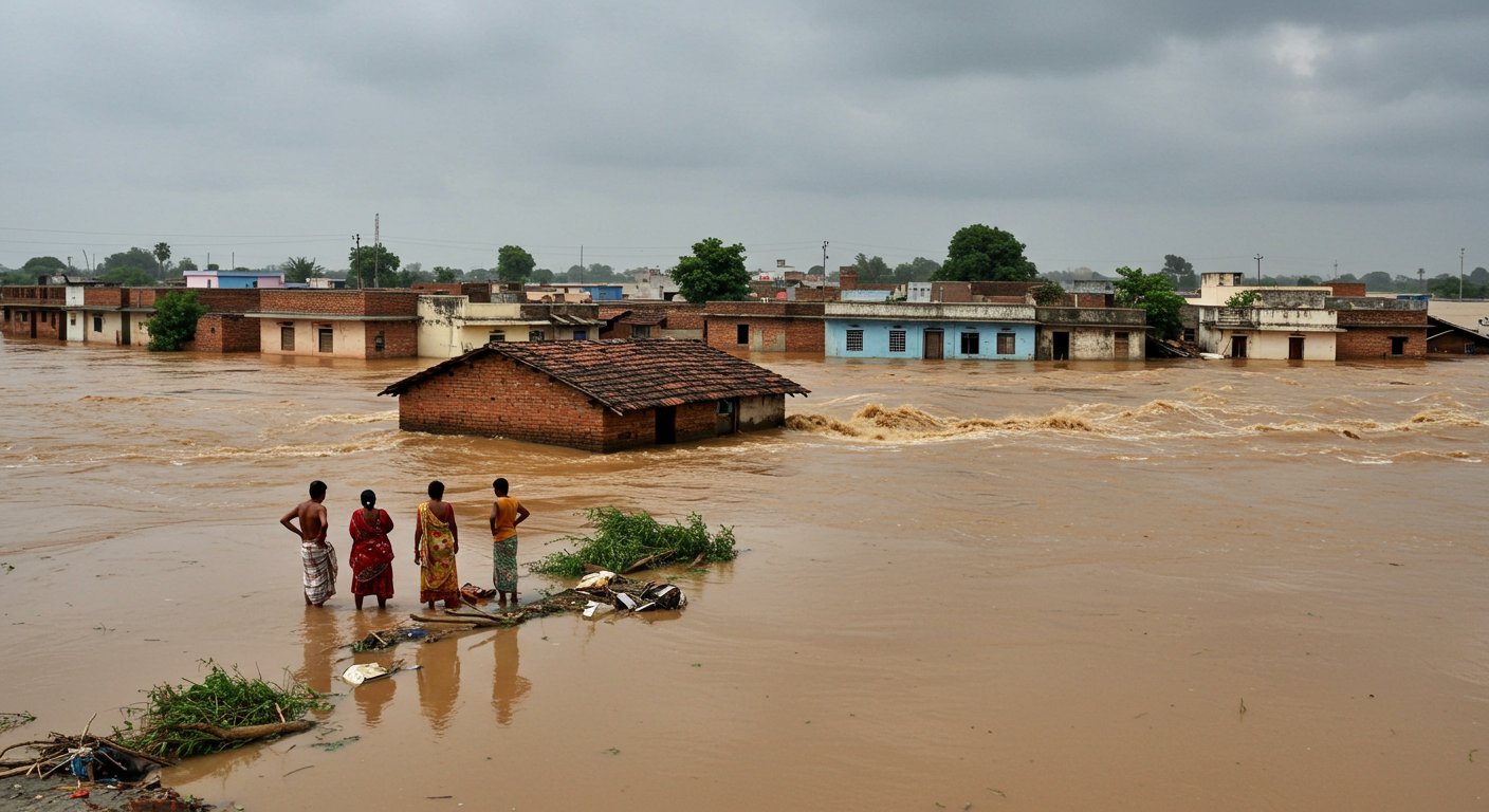 Devastating Floods in Ballia: 10 Pucca Houses Swallowed by River, 60,000 People Affected, Power Out in 10 Villages!