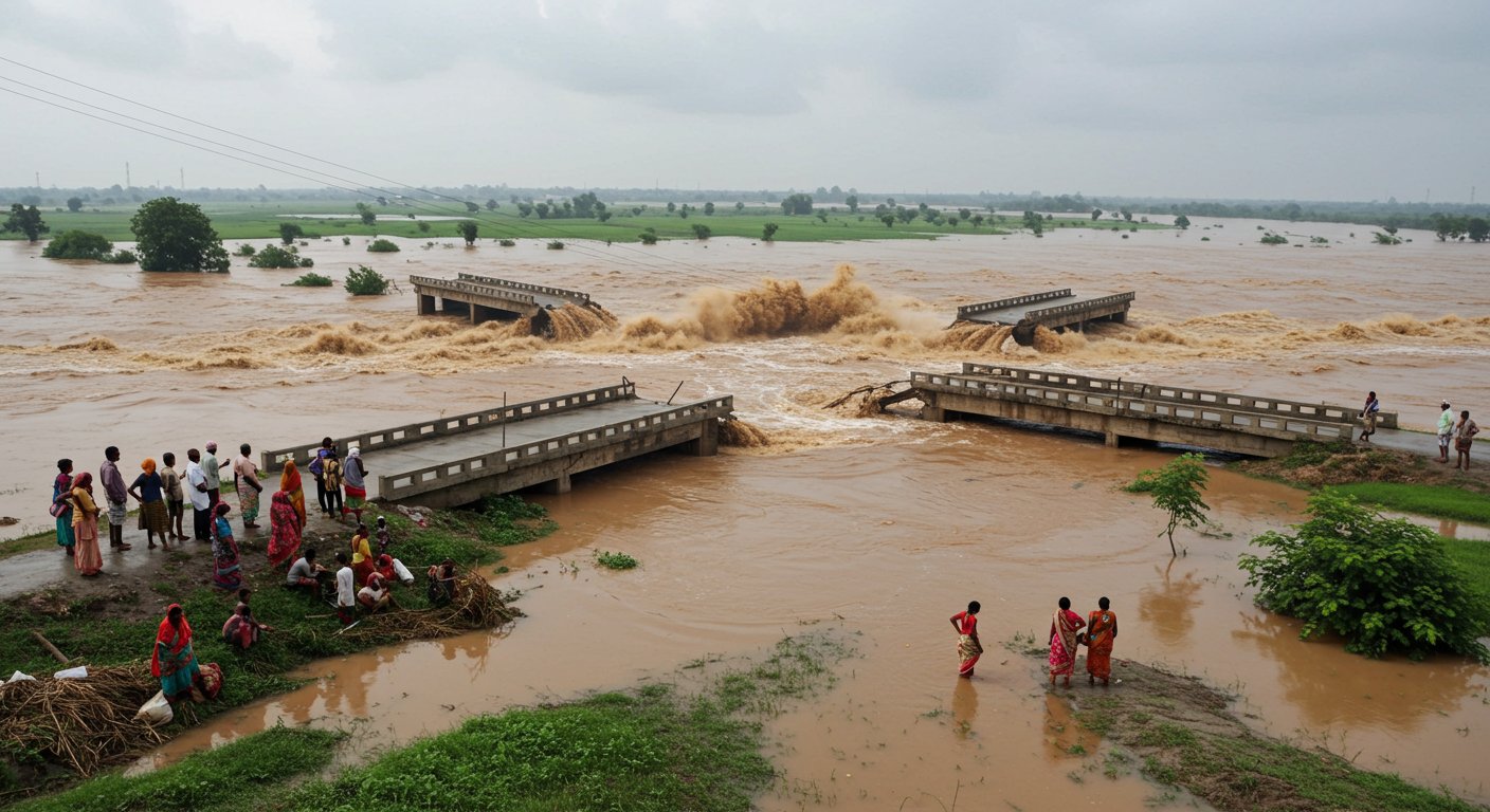 Ramganga's Fury in Bareilly: Two Bridge Approach Roads Washed Away, Hundreds of Bighas of Fields Submerged, People Distressed.