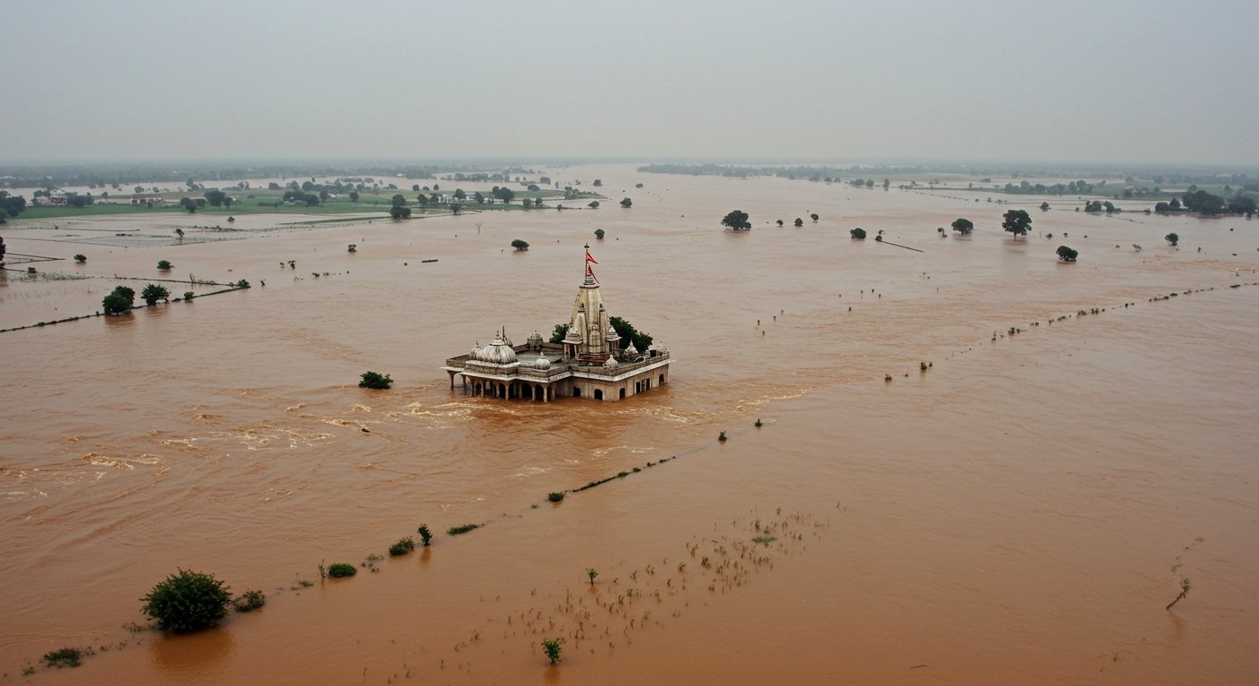 Raging Utangan River: Fields, Roads, Temples Submerged; Four Villages Isolated, Panic Prevails