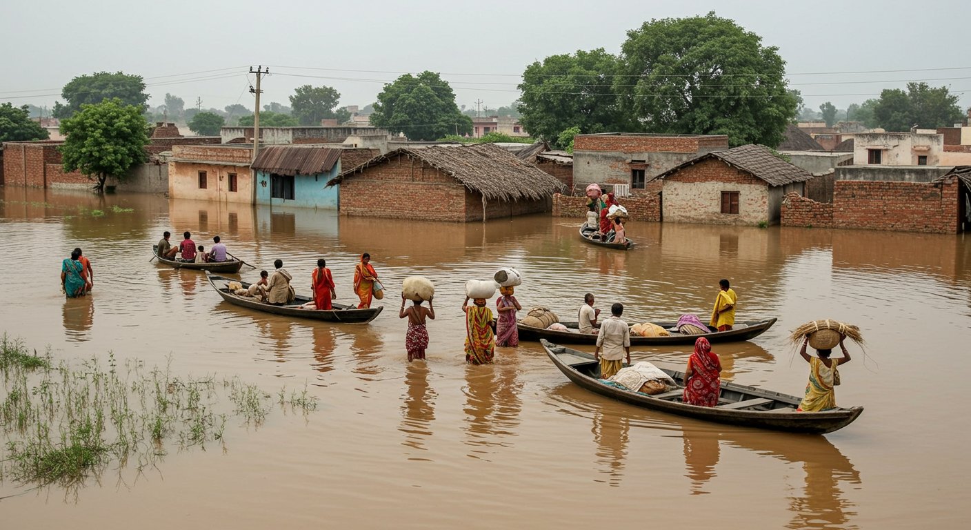 Ganga's Havoc in UP: Floodwaters Inundate Over 40 Villages, Villagers Abandon Homes, Pictures of Devastation