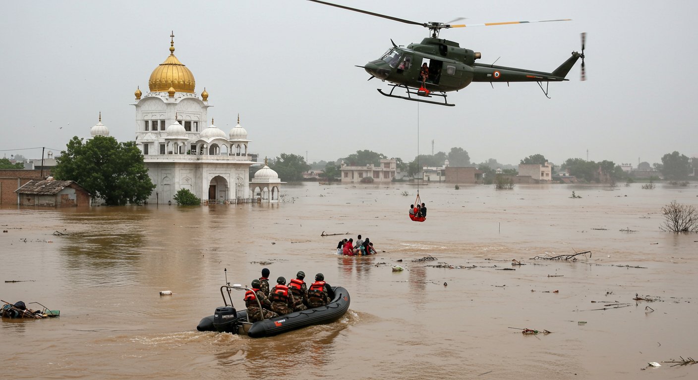 Flood havoc in 7 districts of Punjab: 8 dead, 3 missing; Hussainiwala border submerged, Budha Sahib Gurudwara inundated; Army carrying out rescue on war footing