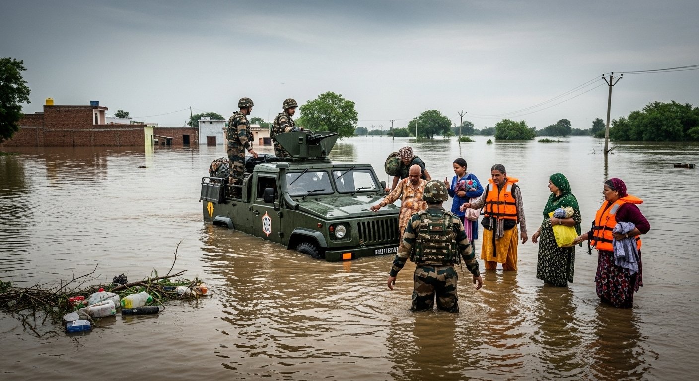 Devastating Floods in Punjab: Army Deploys in 7 Districts, Swift Rescue Operation on Water and Land Using Amphibious Vehicles