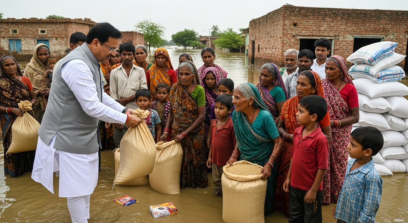 Yogi's Ministers at 'Ground Zero' in UP to Aid Flood Victims: Directly Distribute Grains and Essential Supplies