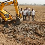 Shocked to see 'snake farming' in the field! JCB machine 'harvested' a unique 'crop', video went viral.