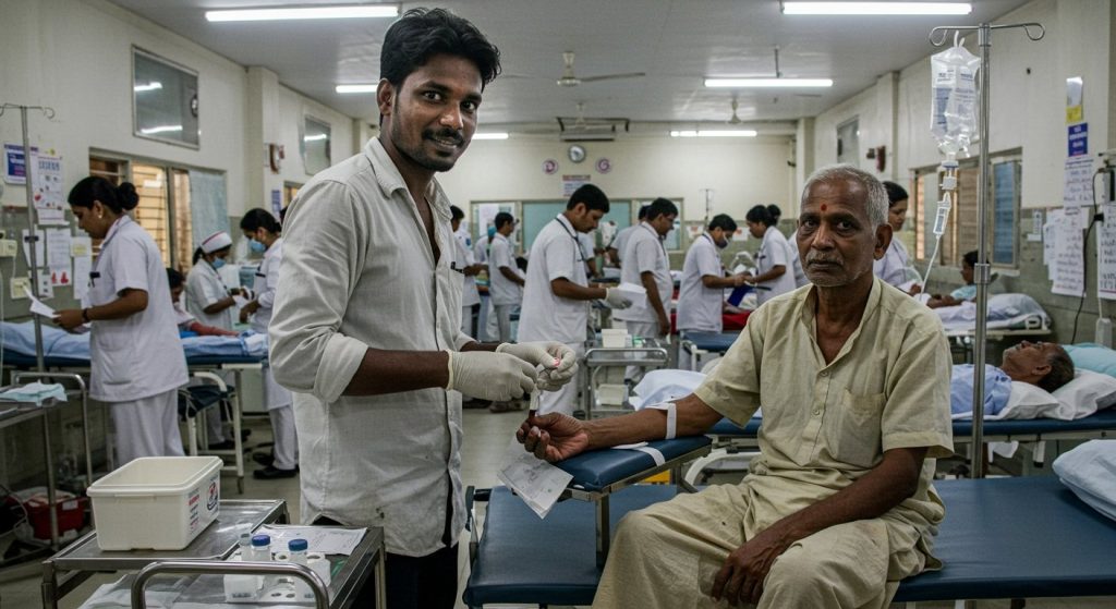 Broker Menace in BHU Emergency: Caught Red-Handed Taking Blood Samples from Patients in Front of Doctors and Staff