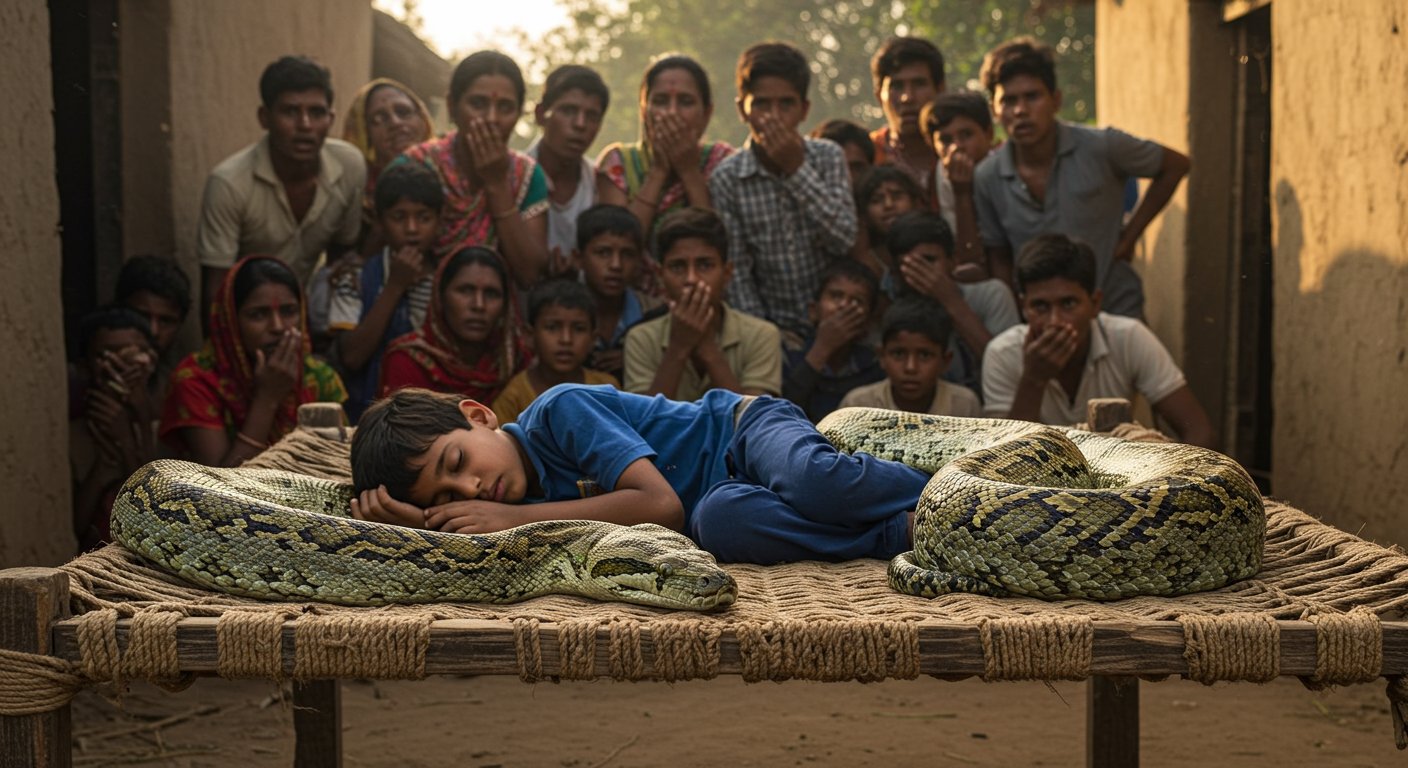 Panic in UP! Massive Snake Reaches Student Sleeping on Cot, Villagers Terrified