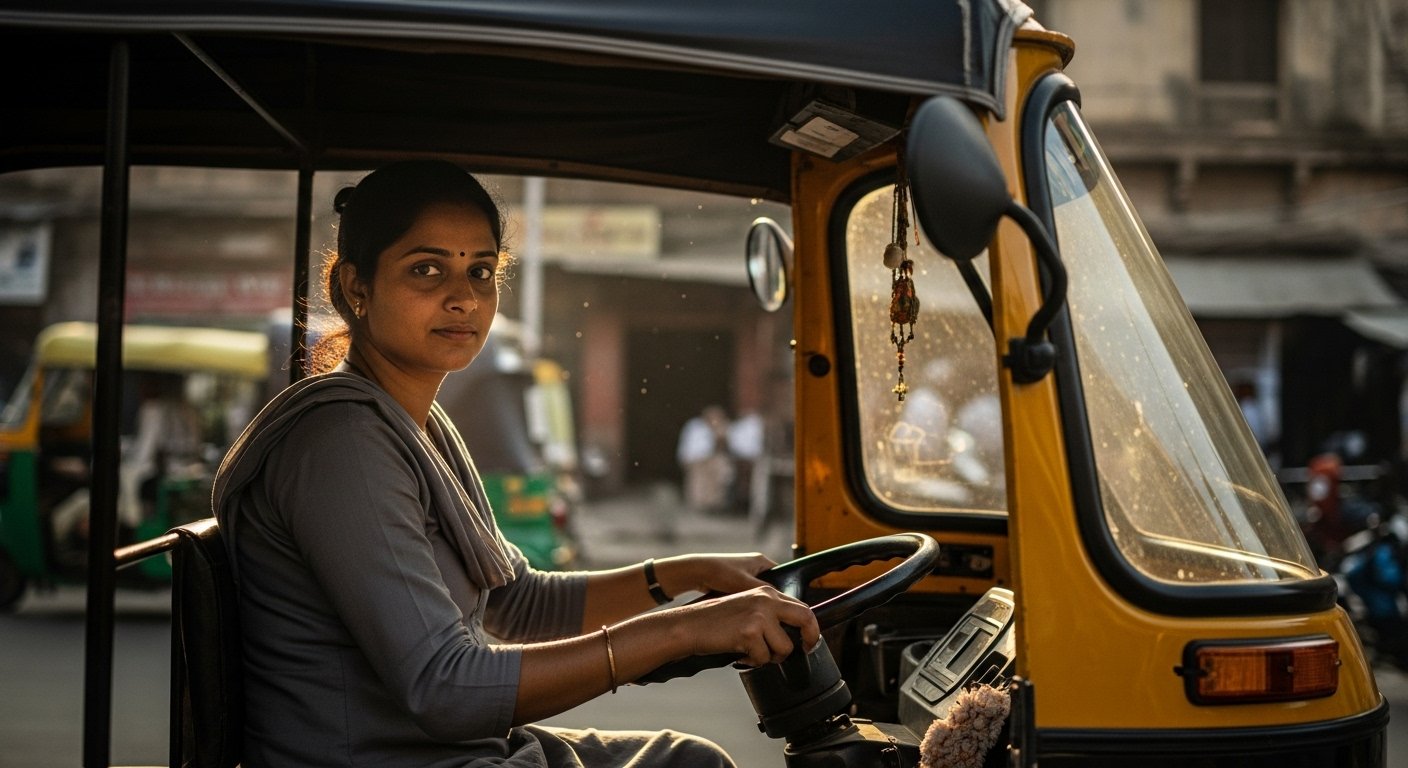 This girl became self-reliant by driving an auto; hats off to her struggle and courage!