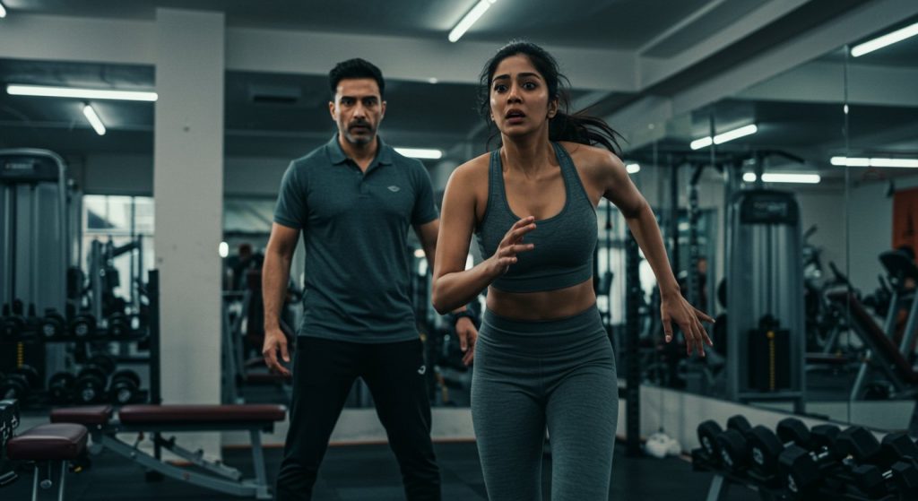 Asking for help in the gym turned out costly; trainer committed an indecent act, girl fled in panic.
