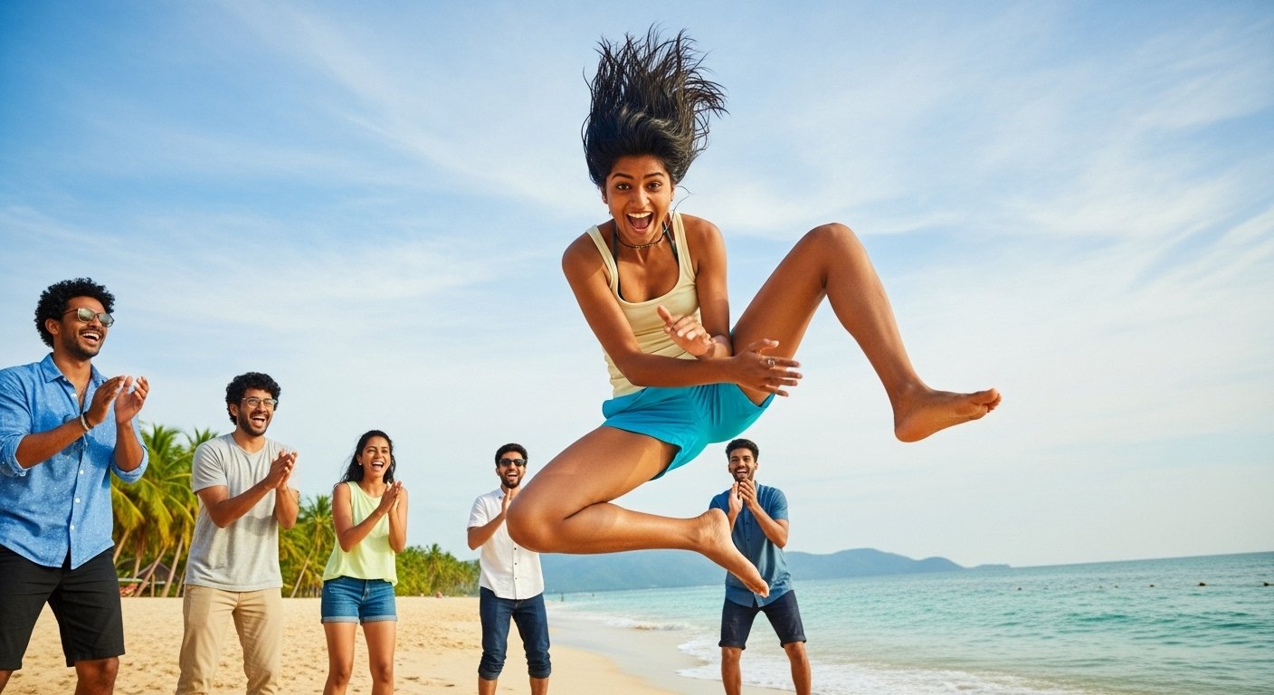Carefree Fun on the Beach: Girl with Friends Pulled Off Such a Flip That the Video Went Viral, Delighting Viewers!
