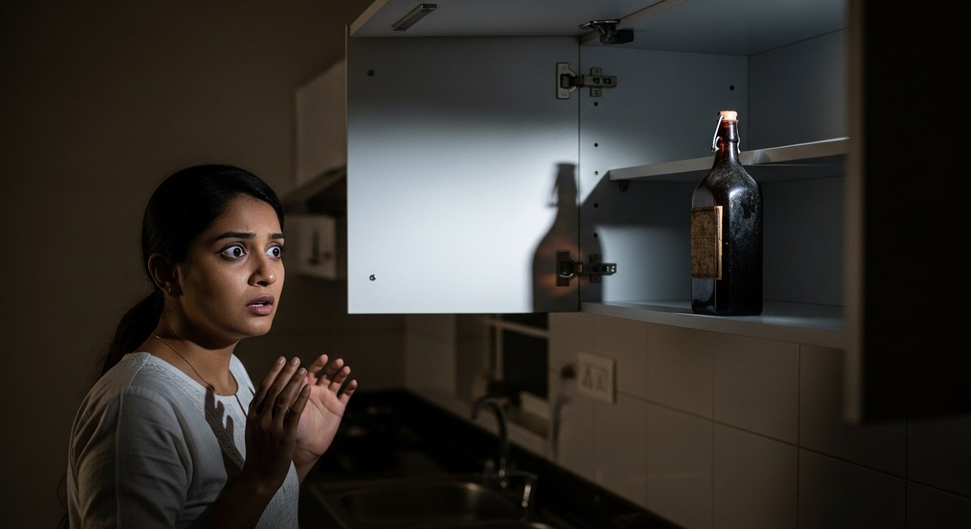 Terrifying Secret in Bottle Found in New Home: Girl Stunned After Opening Kitchen Cabinet!
