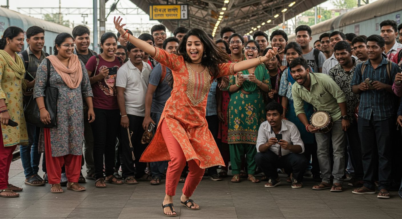 Girl Performs Electrifying Dance to 'Jumma-Chumma' on Platform, Leaves People Stunned!