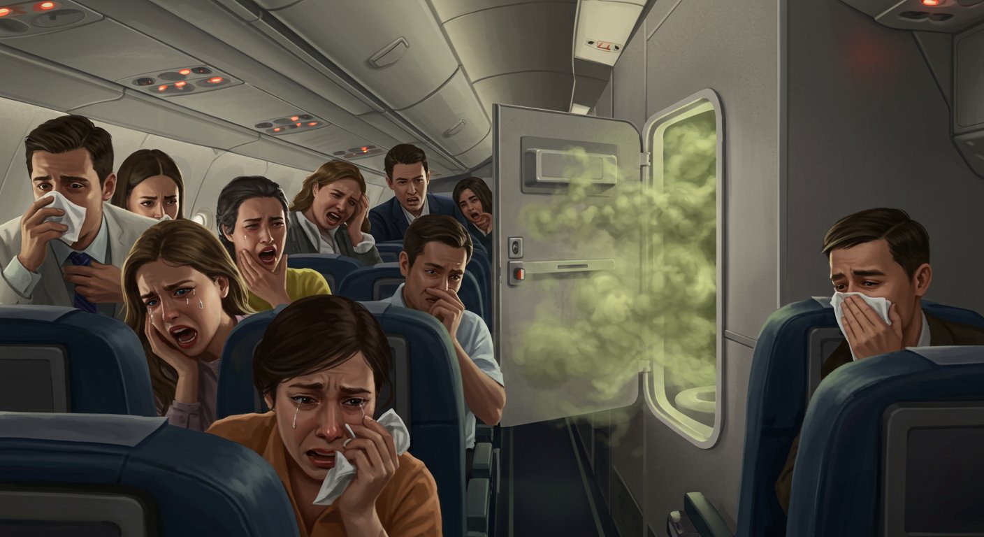 Stench from female passenger's upset stomach on plane forces next flight cancellation!