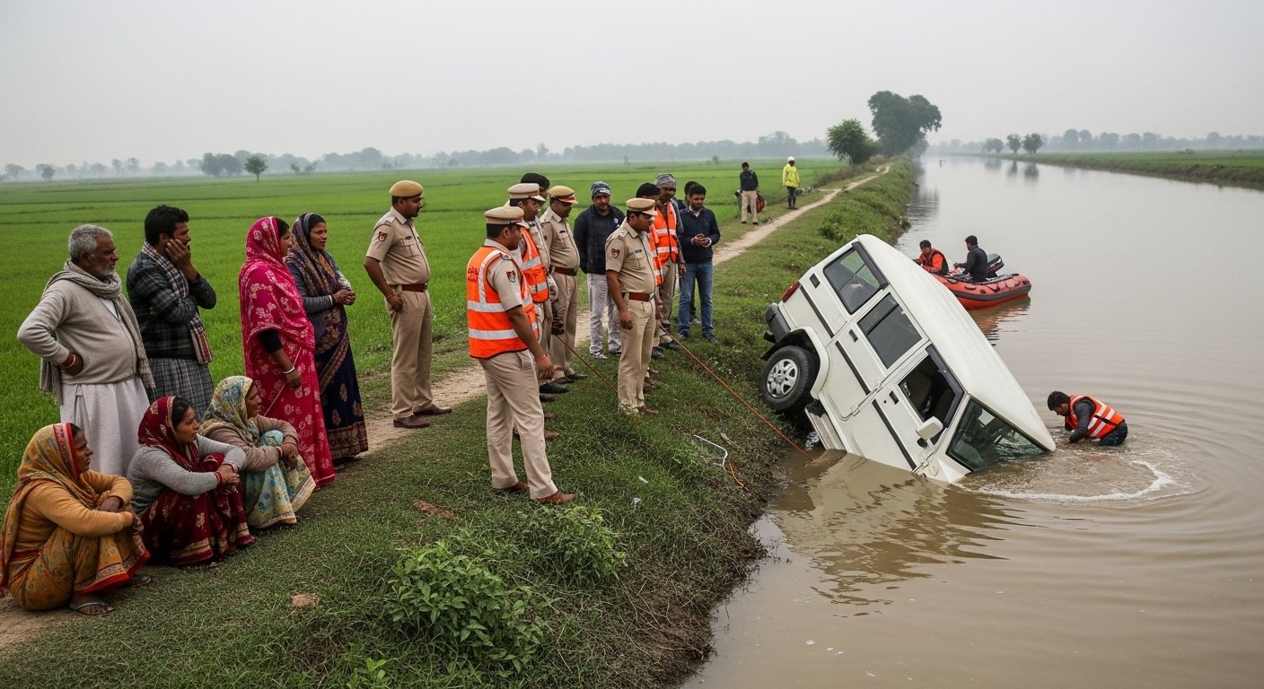 Gonda: Heart-Wrenching Accident: Bolero Falls into Canal, 11 Dead Including 9 From Same Family, One Child Still Missing