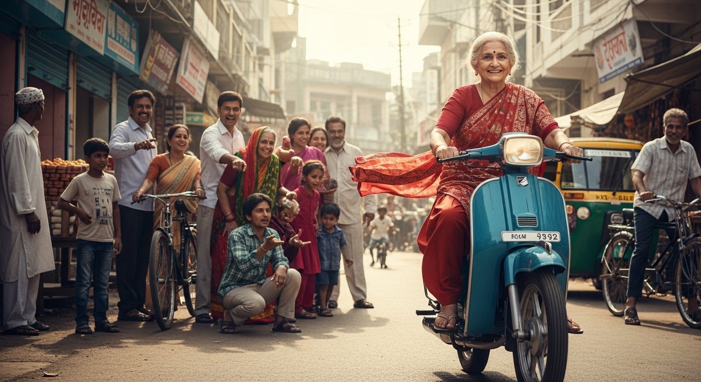 Grandma's 'Cool Style' on a Moped; Video Makes People Her Fans!