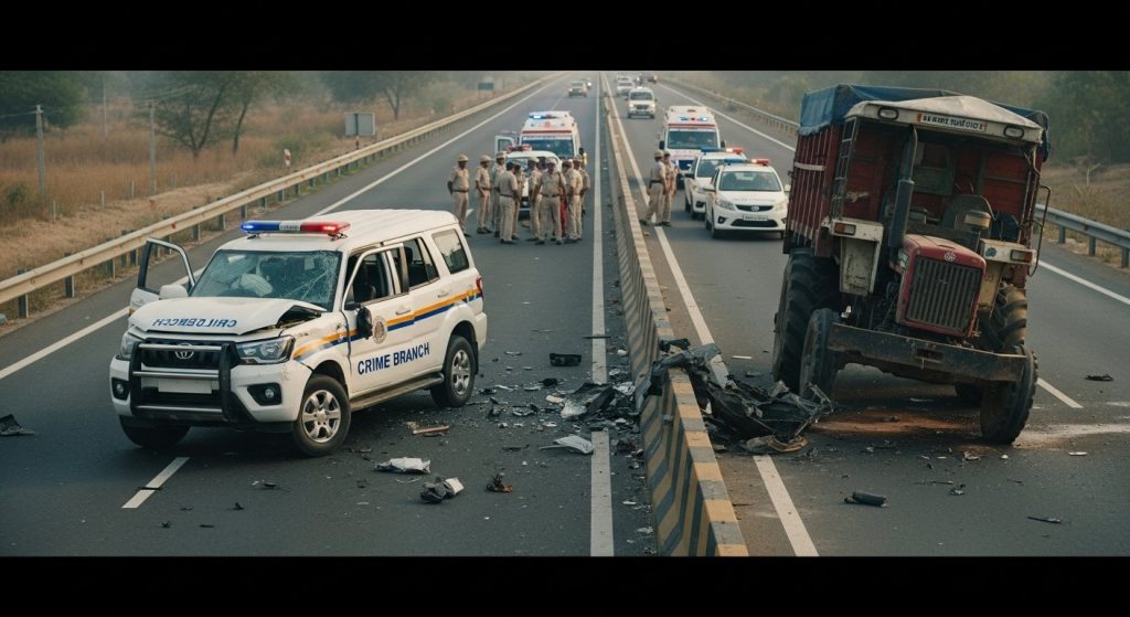 Hamirpur: Horrific Accident on Bundelkhand Expressway, Crime Branch Car Collides with Tractor-Trolley, 2 Policemen Dead, 2 Injured
