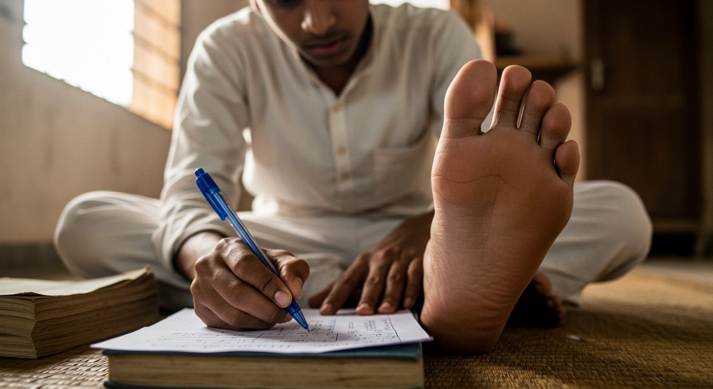 Handless Student Scores 72% in Board Exams, Makes History with Firm Resolve and Foot-Writing
