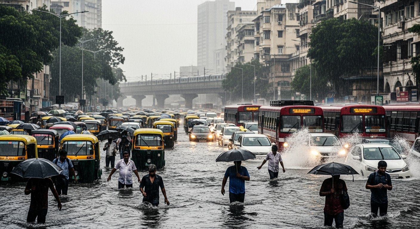 Heavy Rains Lash Mumbai, Schools-Colleges Closed: Traffic Jams in Many Areas, Local Trains and Flights Delayed; Wall Collapses Due to Rain in Indore, Kills 3