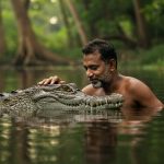 Shocking Relationship! Man Considers Crocodile His Big Sister, Bathes With It And Shows Affection, Video Goes Viral