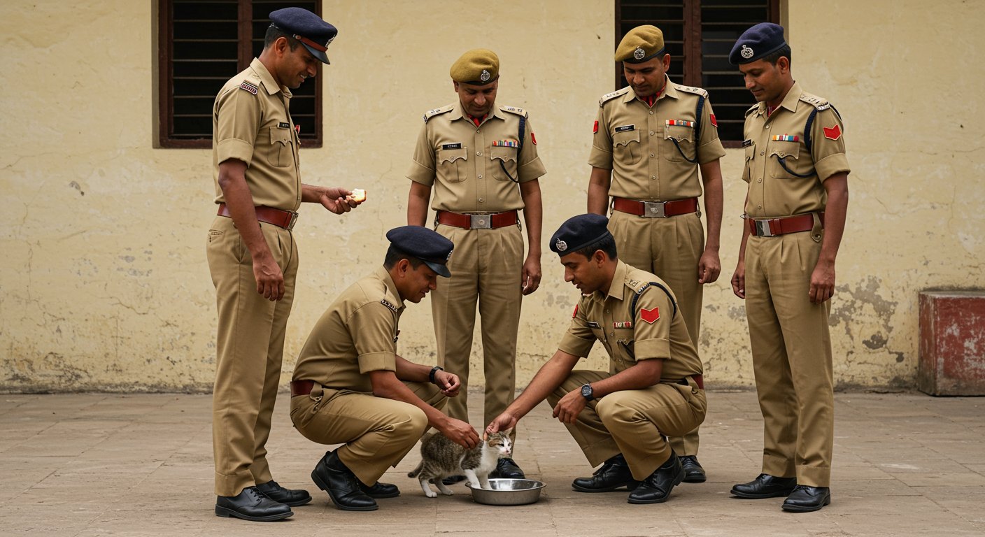 Fixed Time for Milk, Roti, and Water: When 4 Home Guards Began Serving a Cat, Their Entire Unique Story Went Viral!