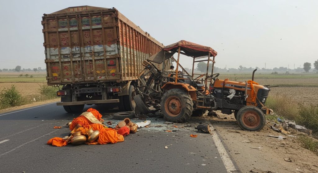 Tragedy for Kanwariyas in Mathura: Truck crushes tractor-trolley, 3 Shiva devotees killed on spot.