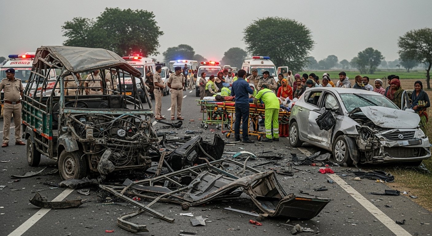 Horrific Accident in Pilibhit: Speeding Car Rams Tempo, 5 Killed Including One Child, 5 Injured