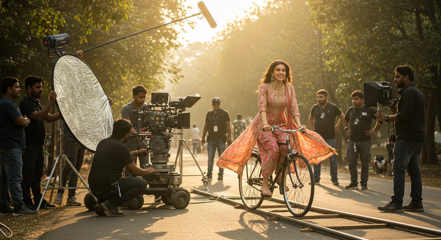 Viral BTS Video Reveals How Heroines Ride Bicycles In Movies, Leaving Millions Astounded.