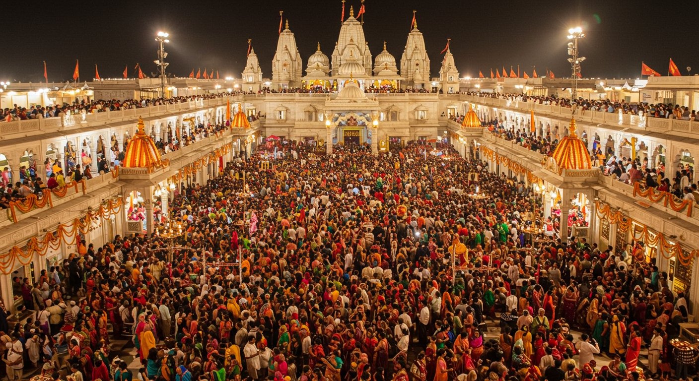 Massive Crowd Throngs Bhakti Dham Mangarh on Janmashtami, Millions Overjoyed by 'Radhe-Radhe' Chants.