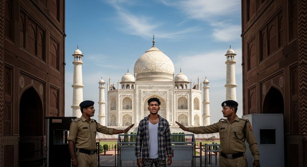 Bizarre Tourist at Taj Mahal: Guards Stunned, Denied Entry; Youth Expresses Displeasure; Video Goes Viral