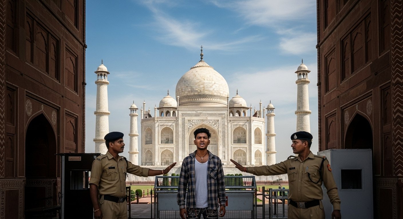 Bizarre Tourist at Taj Mahal: Guards Stunned, Denied Entry; Youth Expresses Displeasure; Video Goes Viral