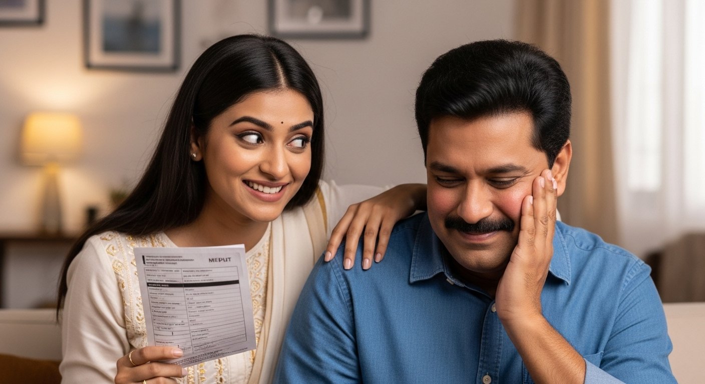 Sister-in-law made a remark on brother-in-law's report that left him blushing.