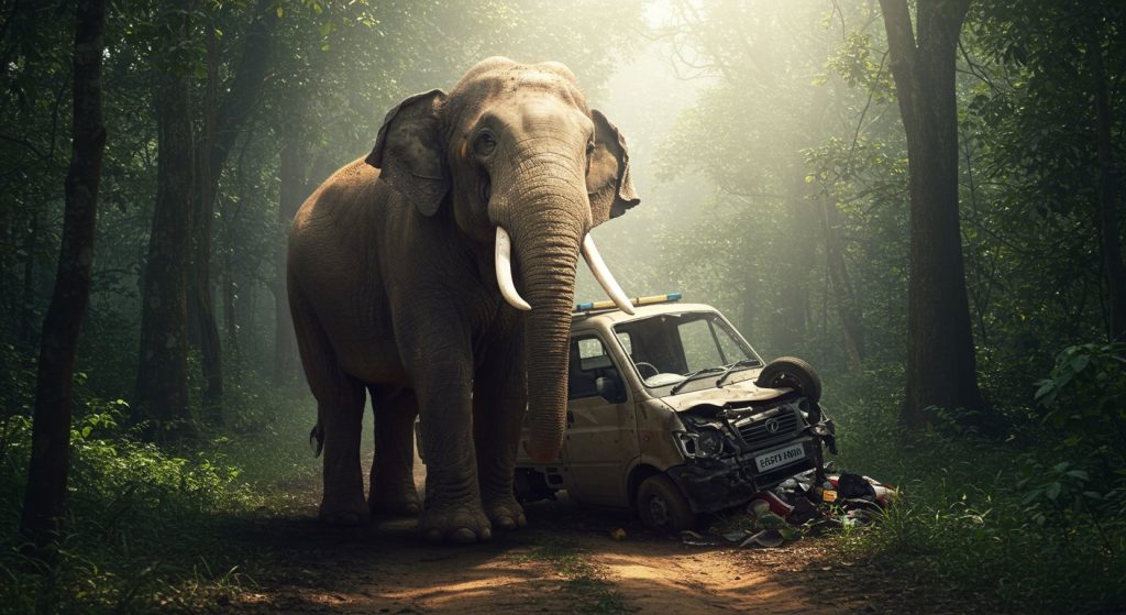 A Message from the Forest: Angry Elephant Overturns Mini Truck, Video Goes Viral