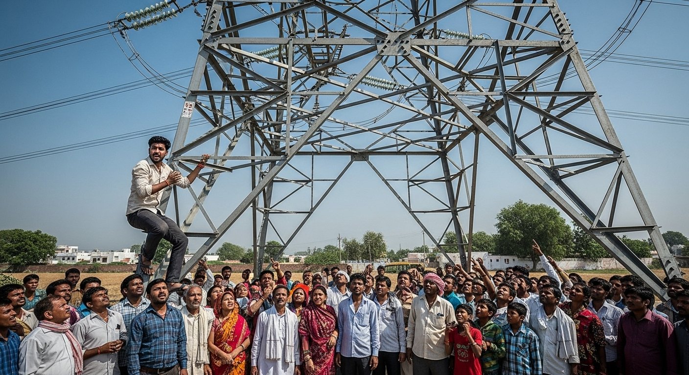 High-voltage drama in Kannauj over 'sister-in-law': Youth climbs electricity tower demanding marriage, descends hours later.