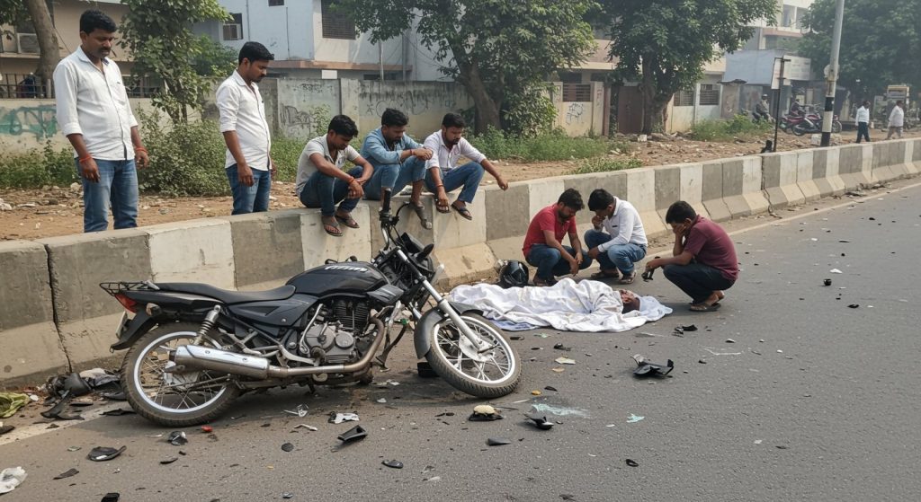 Horrific Accident in Kanpur: Bike Hits Divider, Father Killed, Son and Companion Injured