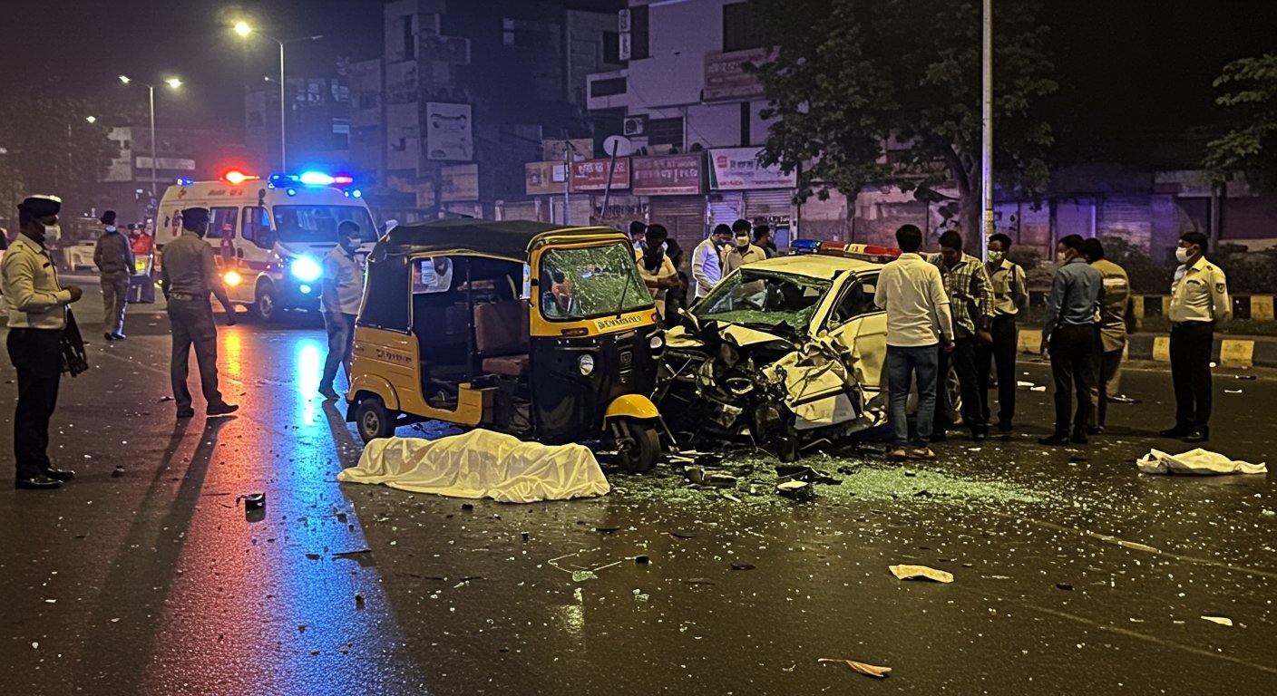 Kanpur: Speeding Rampage; Out-of-Control Car Mows Down Auto, 2 Dead, 3 Seriously Injured