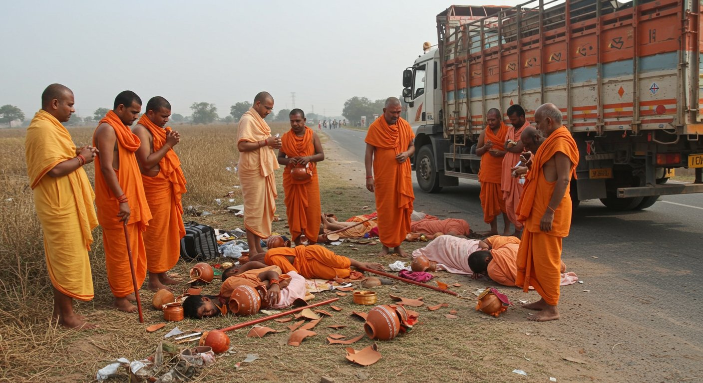 Major accident in Kanpur: Truck runs over Kanwariyas, one Shiva devotee dead, two injured.