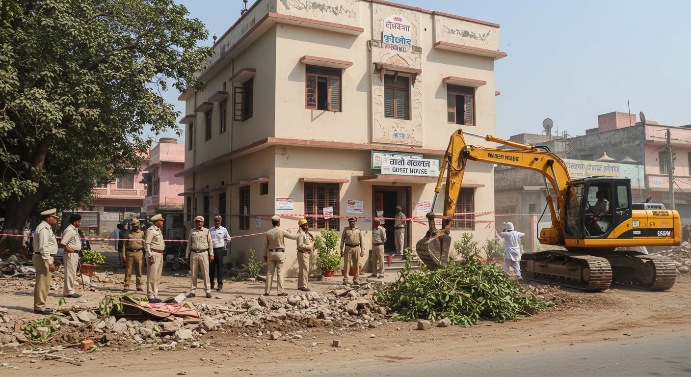 Major Crackdown on Land Mafia Akhilesh Dubey in Kanpur: 'Kishori Upvan Guest House' Sealed, 'Kishori Vatika' to be Demolished!