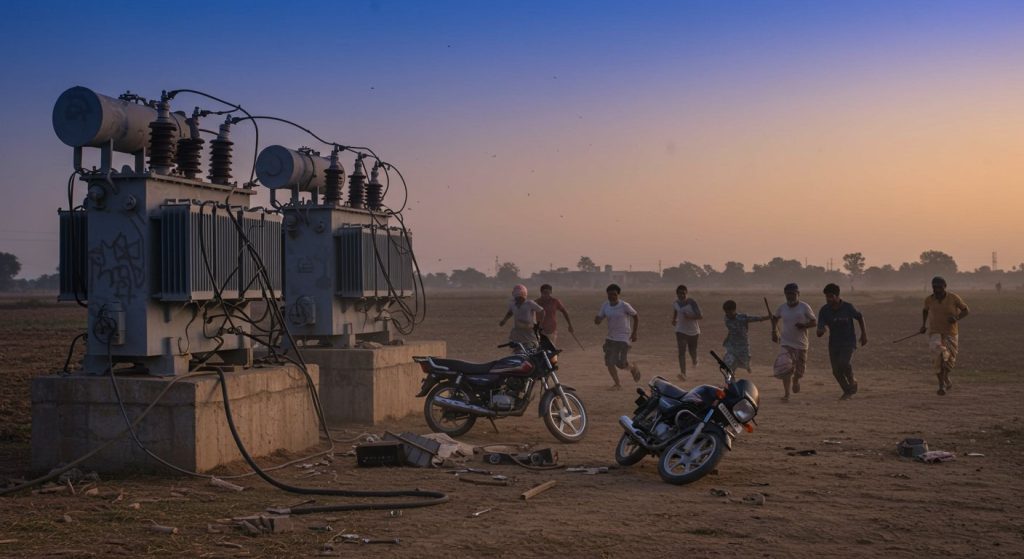 Kanpur: Thieves attempting to steal two transformers chased away by villagers, flee abandoning bikes!