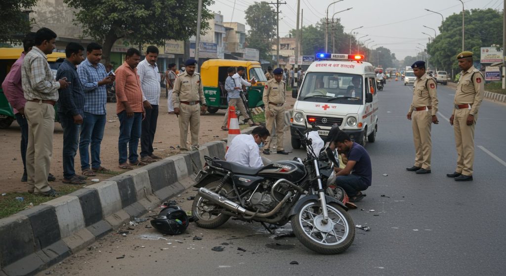 Horrific road accident in Kanpur: Speeding bike hits divider, factory worker dies, companion injured