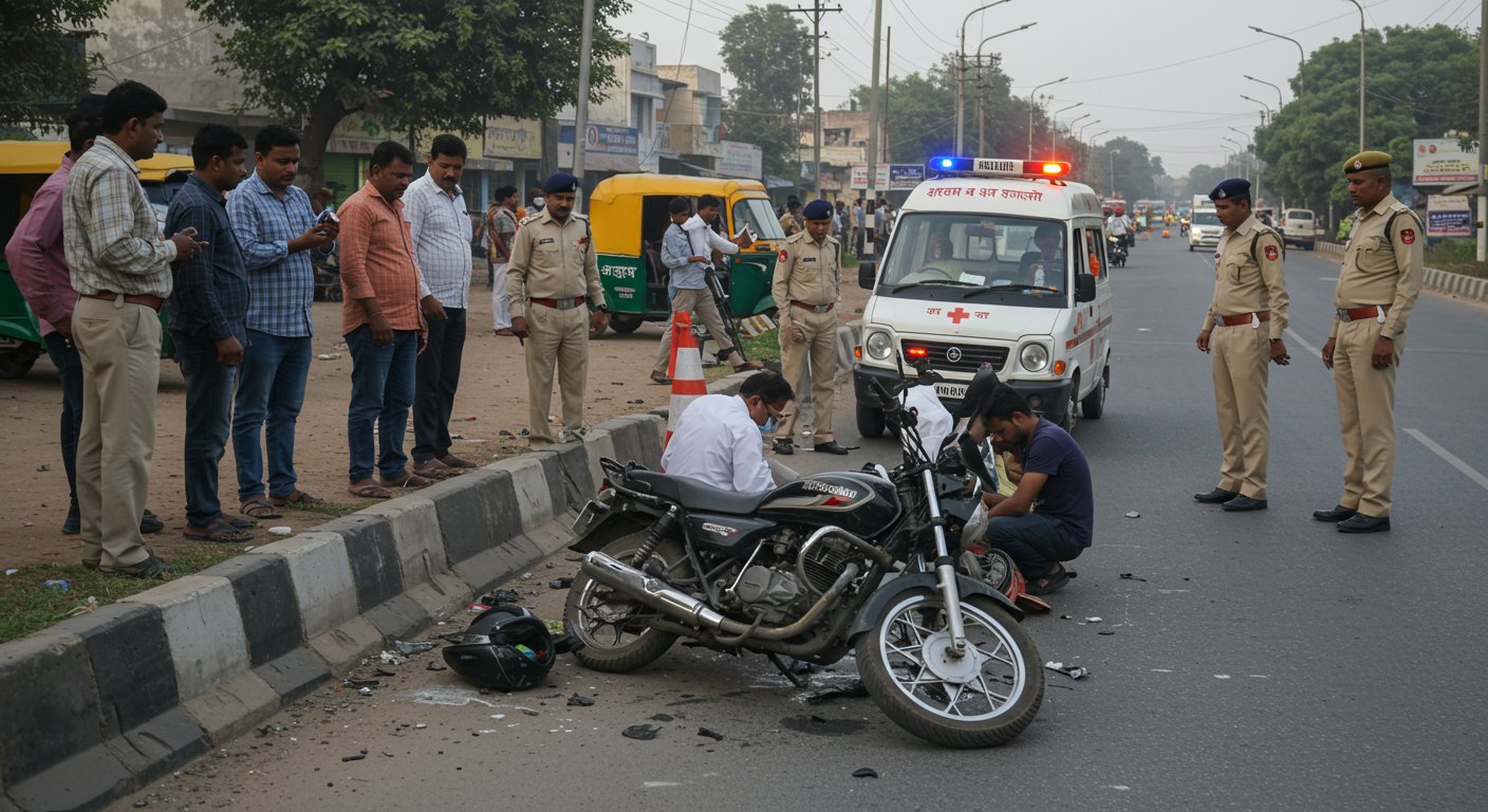Horrific road accident in Kanpur: Speeding bike hits divider, factory worker dies, companion injured