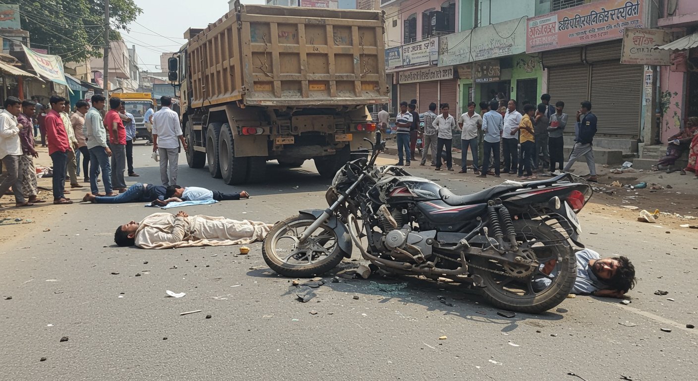 Kanpur: Havoc of Speed - Dumper Runs Over Bike, Youth Killed, Father-Son Seriously Injured