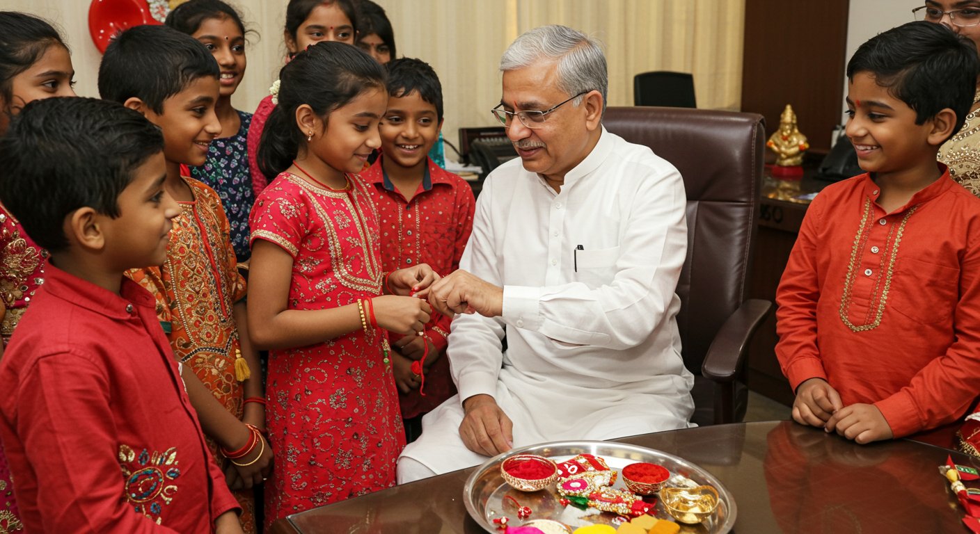 Unique Rakshabandhan Scene in Kanpur: Children Tie Rakhi to District Magistrate Jitendra Pratap, Narrate Heart-Touching Stories