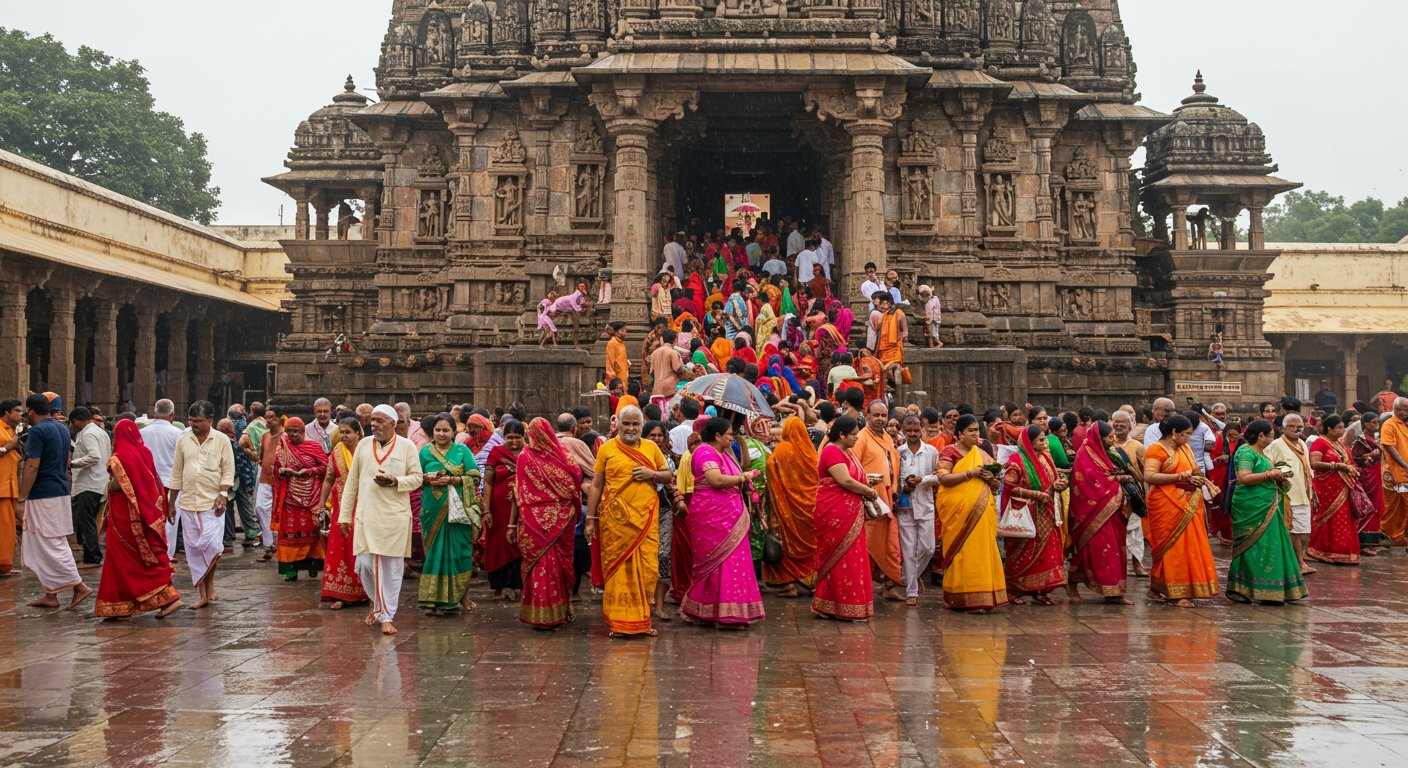 Kanpur: Rain Fails to Dampen Devotion, Shiva Temples Overflow with Worshippers on Last Sawan Monday