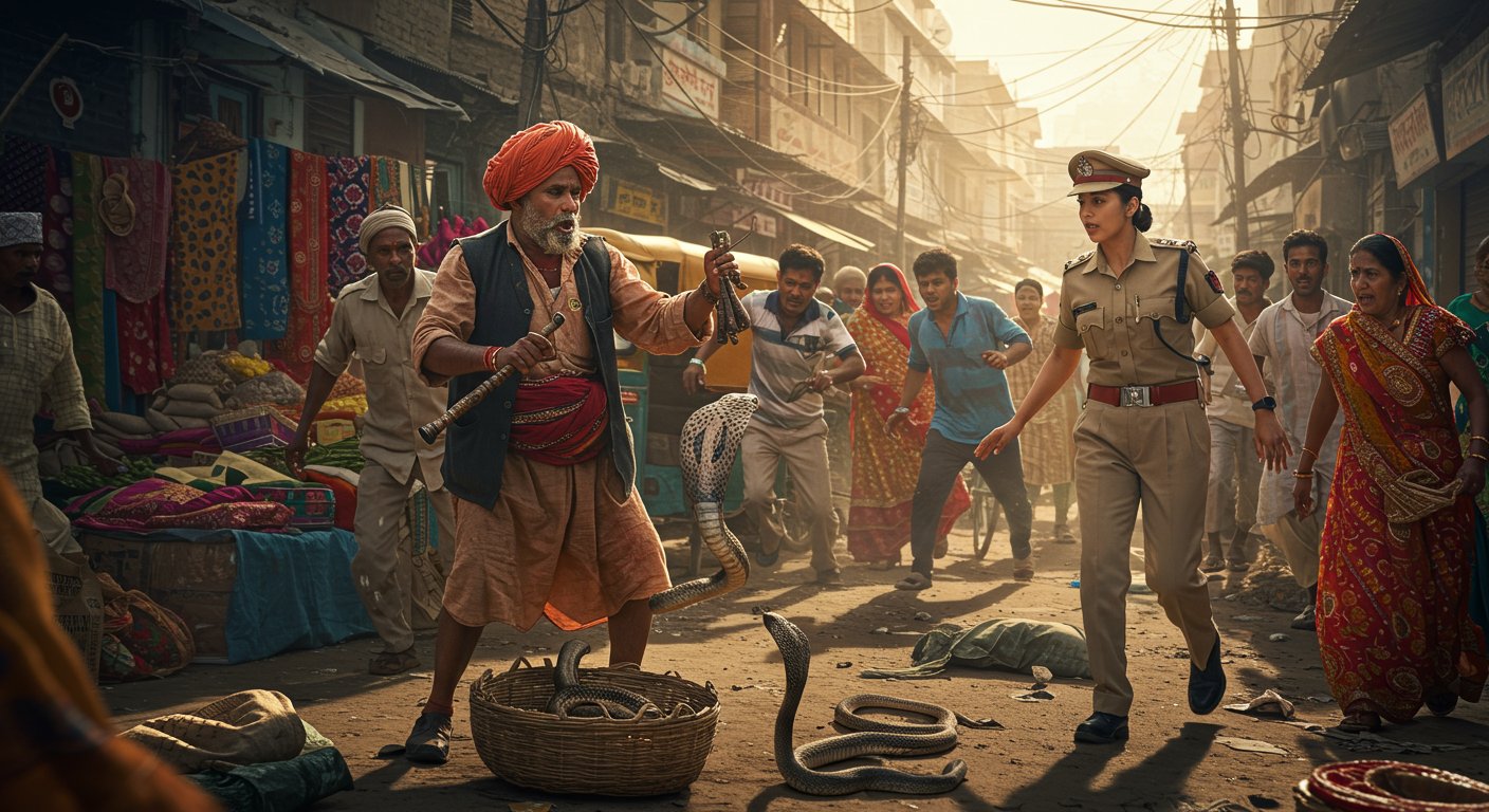 Drunken Snake Charmer's Rampage in Kanpur: Throws Snake at Female Constable, Market Plunges into Chaos