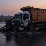 Horrific Road Accident in Kanpur: Container Collides with Parked Truck, Two Dead, Dozing Off Proved Fatal