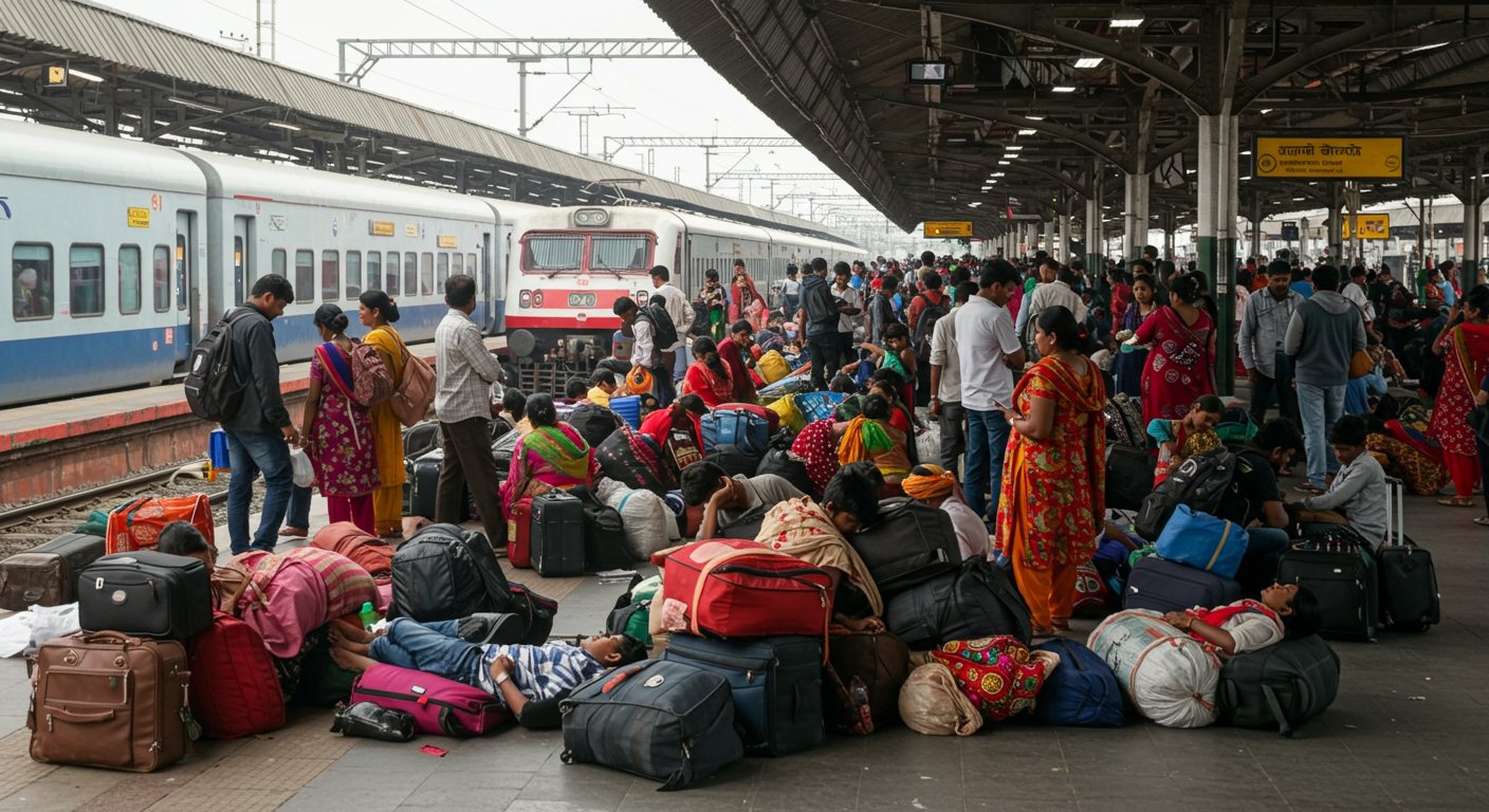 Chaos at Kanpur Central due to train delays: Tejas six and a half hours late, Shatabdi Express three hours late, passengers distressed.