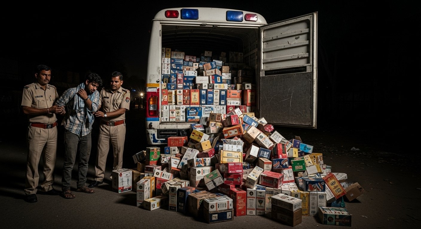 Liquor Worth Lakhs Being Transported for Bihar Elections Seized in Kanpur; Two Youths Arrested