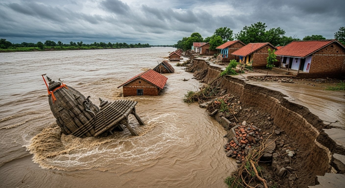 Lakhimpur Kheri: Sharda River's Ferocious Form, Nine Houses and Shiva Temple in Grant No. 12 Village Submerged