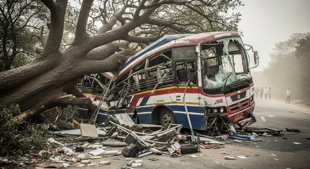Barabanki: Heart-Wrenching Accident: Giant Tree Falls on Moving Roadways Bus, 4 Tragically Killed Including 3 Teachers, Poignant Cry of an Injured Victim Shakes All