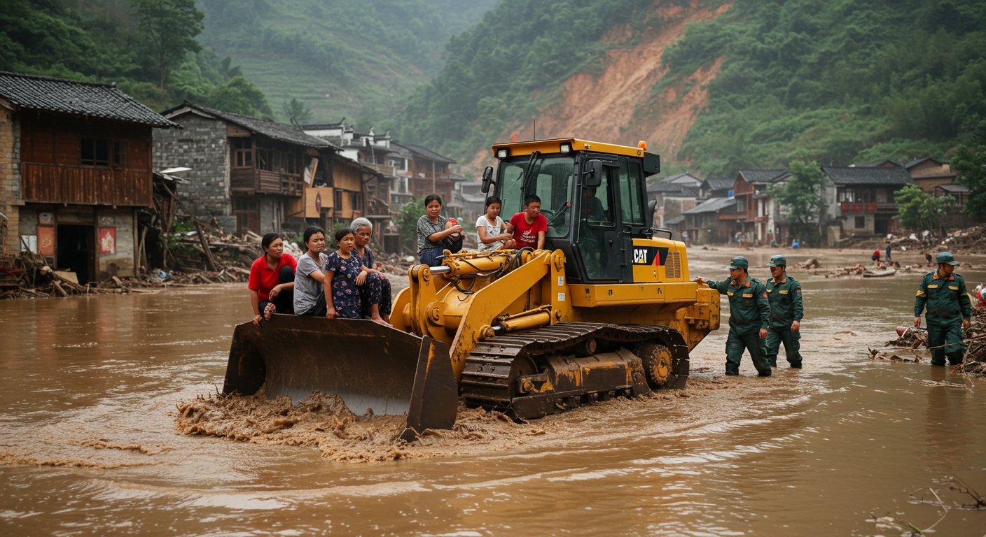 Nature's Fury in China: 34 Killed by Floods and Landslides, 80,000 Rescued by Bulldozers